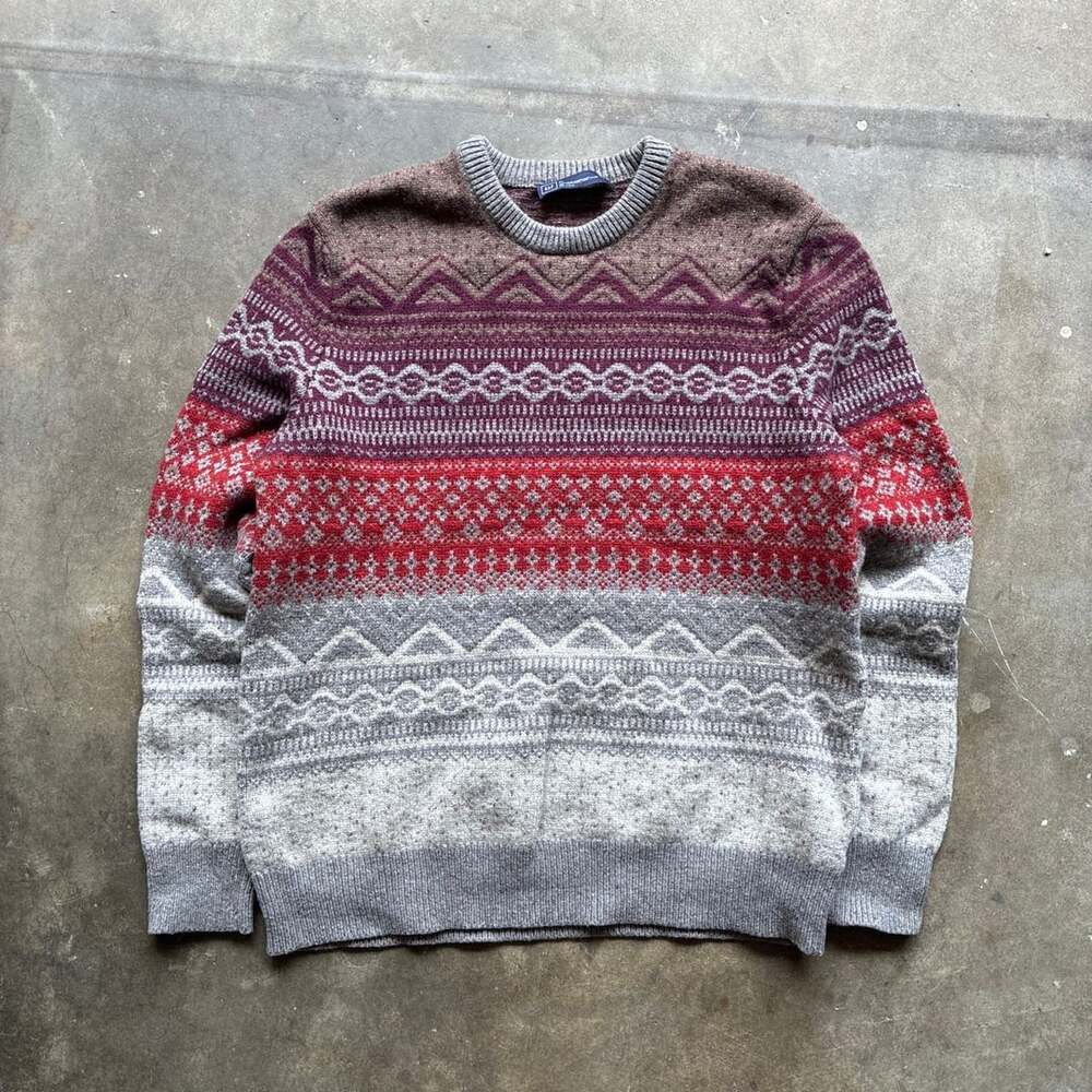 Gap Lambswool Fair Isle Crew Neck Pullover Sweater XL